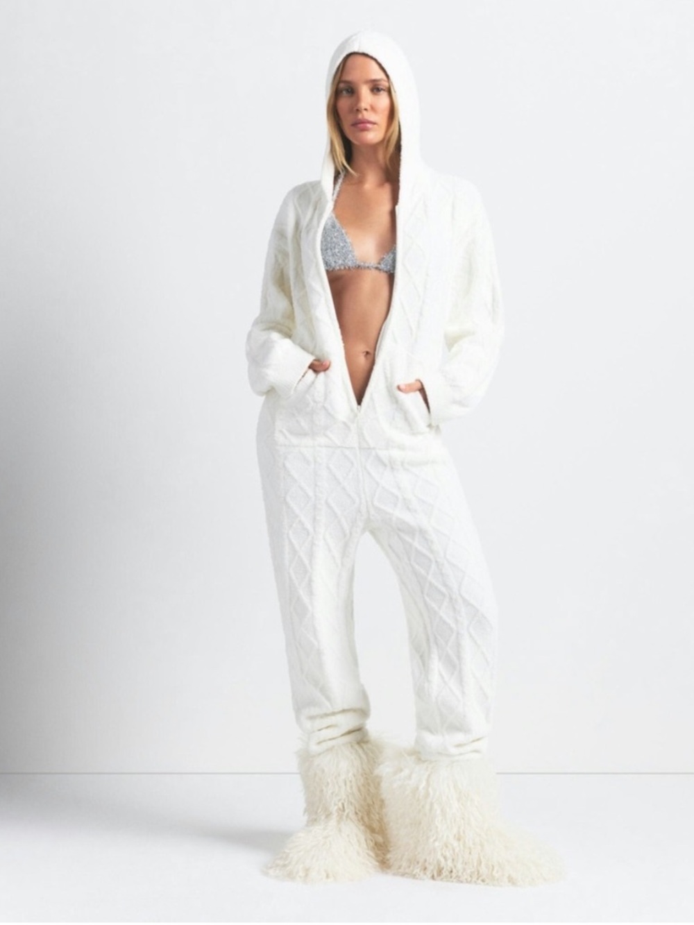Skims Oversized Cozy Cable Knit Onesie Size XXS/XS new